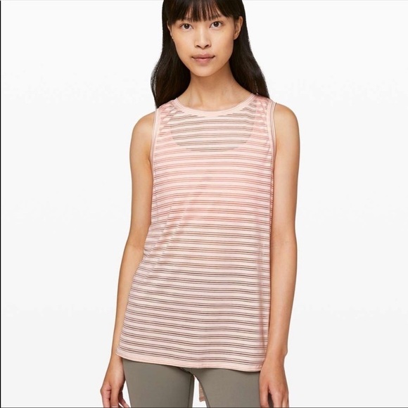Lululemon Meet Halfway Tank Peach Stripes - Picture 1 of 6